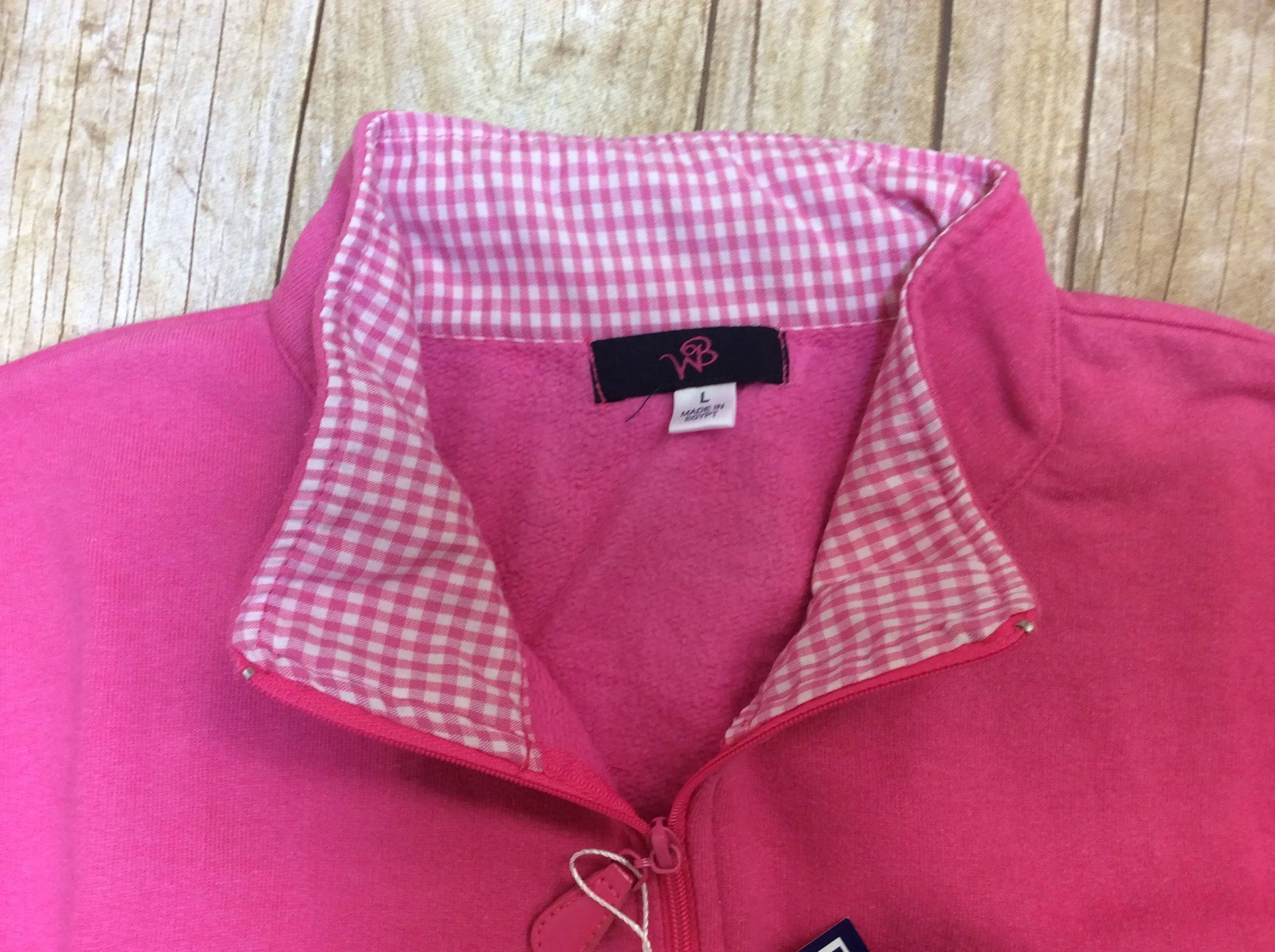 1/4 ZipPullover with Seersucker /Gingham Trim