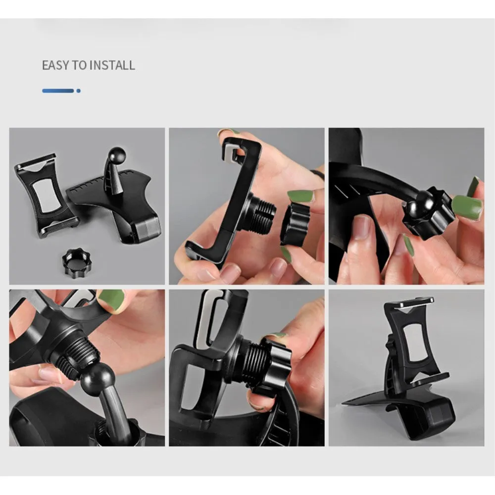 3 in 1 Car GPS Smartphone Holder: Dashboard / Visor Clamp   AC Grid Clip for Sagem Cosy Phone - Black