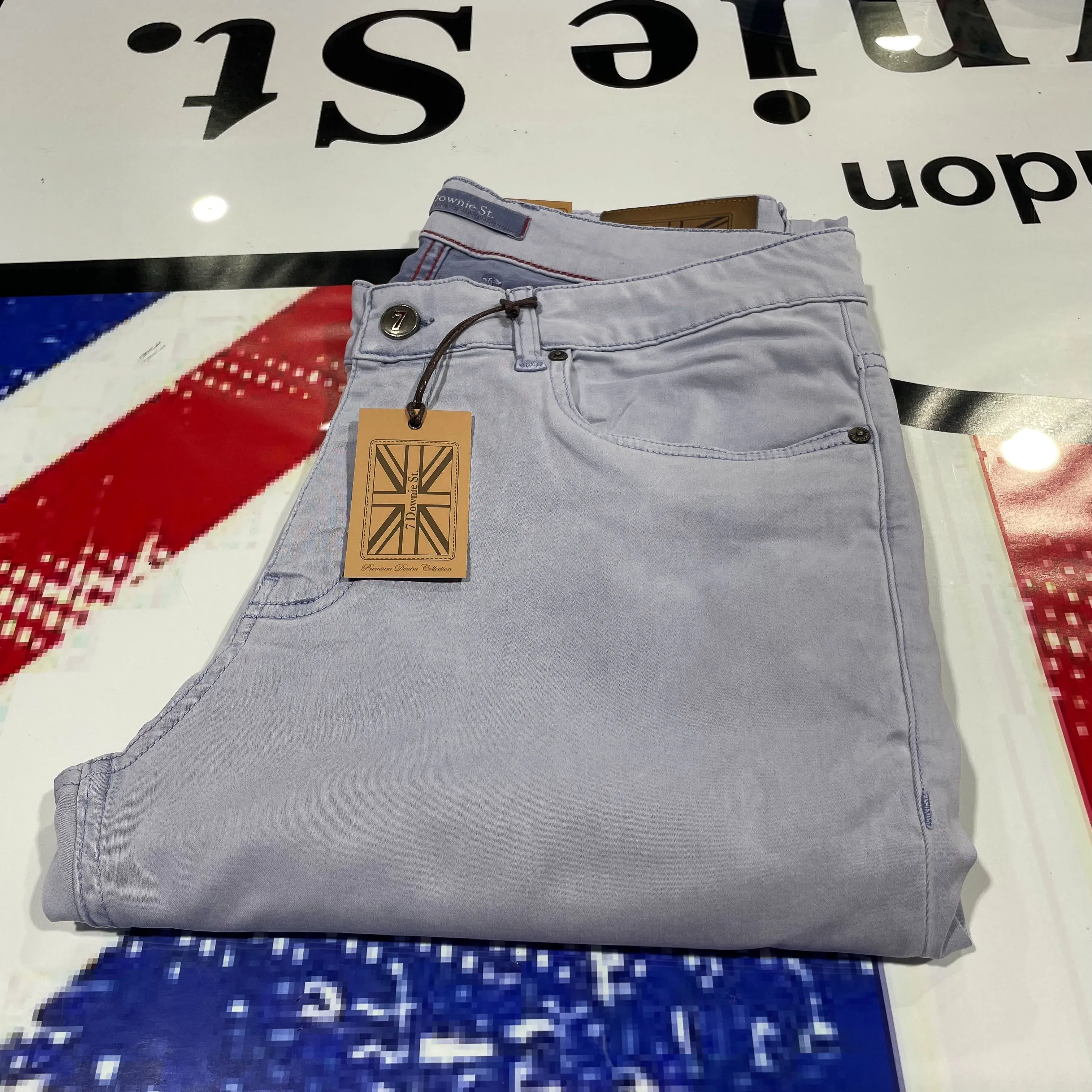 7 Downie St. - Five Pocket Stretch Pants in Aqua