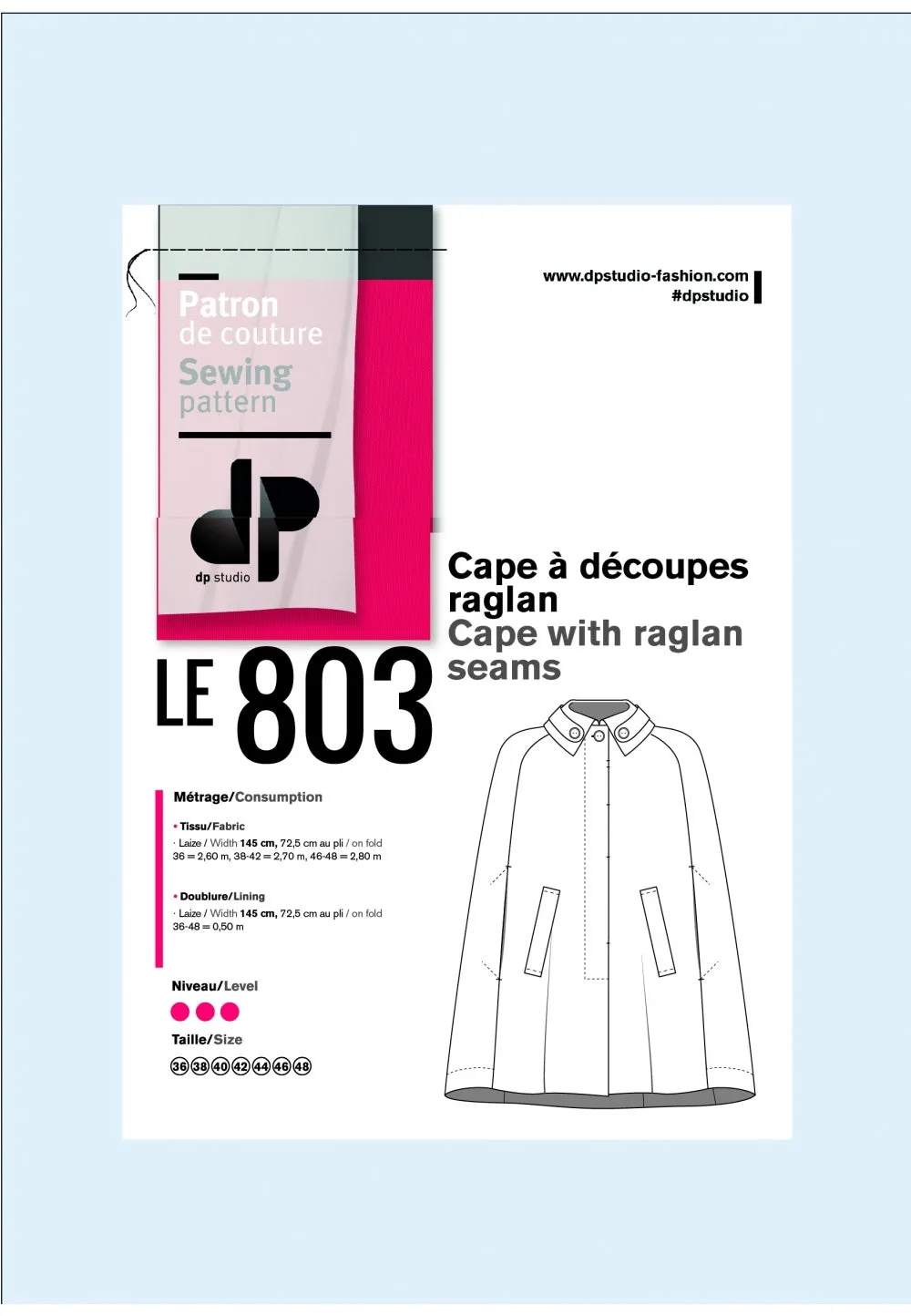 803 / Cape w Raglan Sleeves