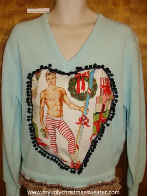 Baby Blue Hottie Guy Mens Ugly Christmas Sweater