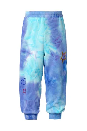 Baby Girl's Tie Dye Rhinestone Heart & Star Joggers