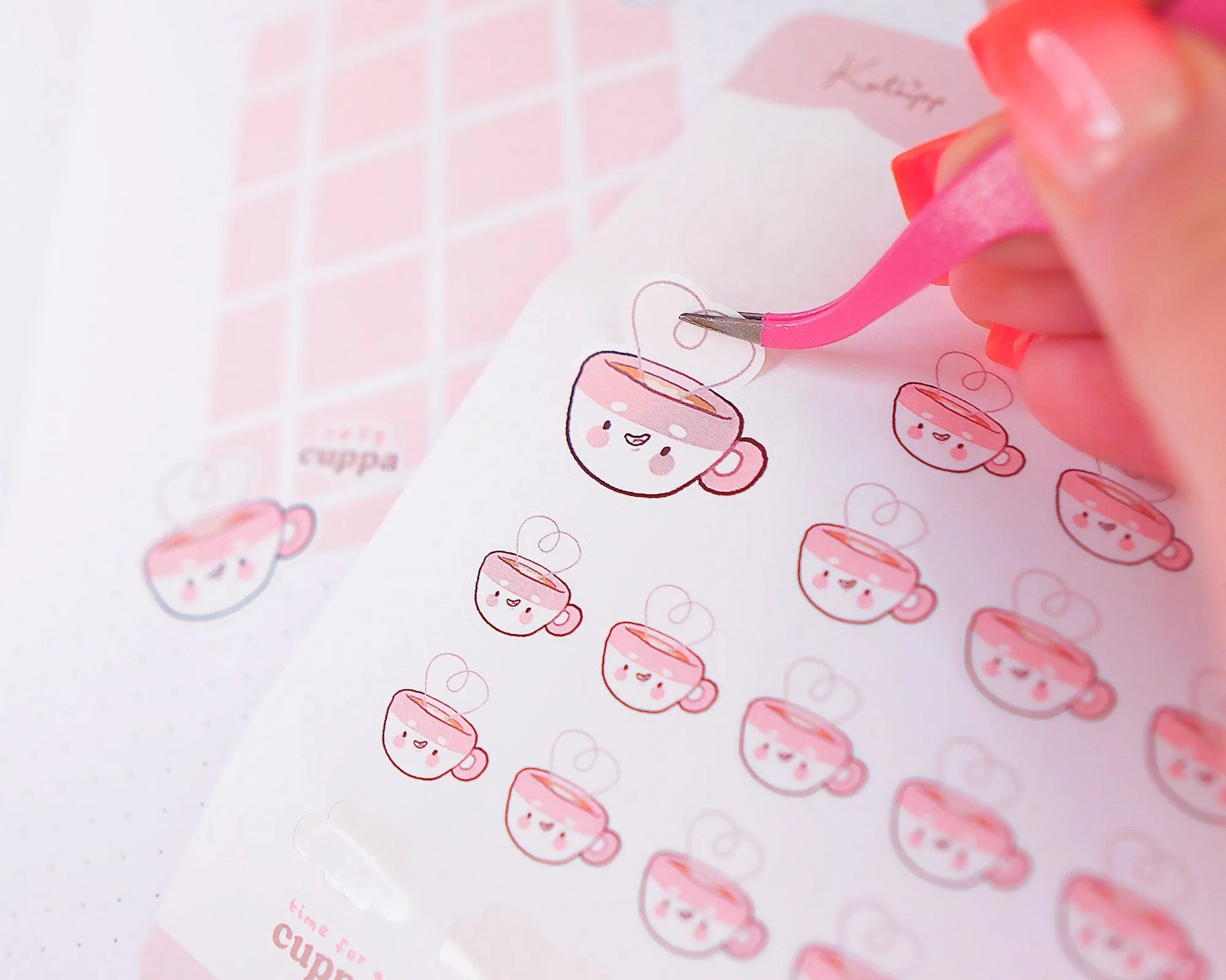 Bearguette Cafe "Cozy Cuppa" Kawaii Sticker Sheet | Cosy Tea Stickers for Planners & Journals | BC 002