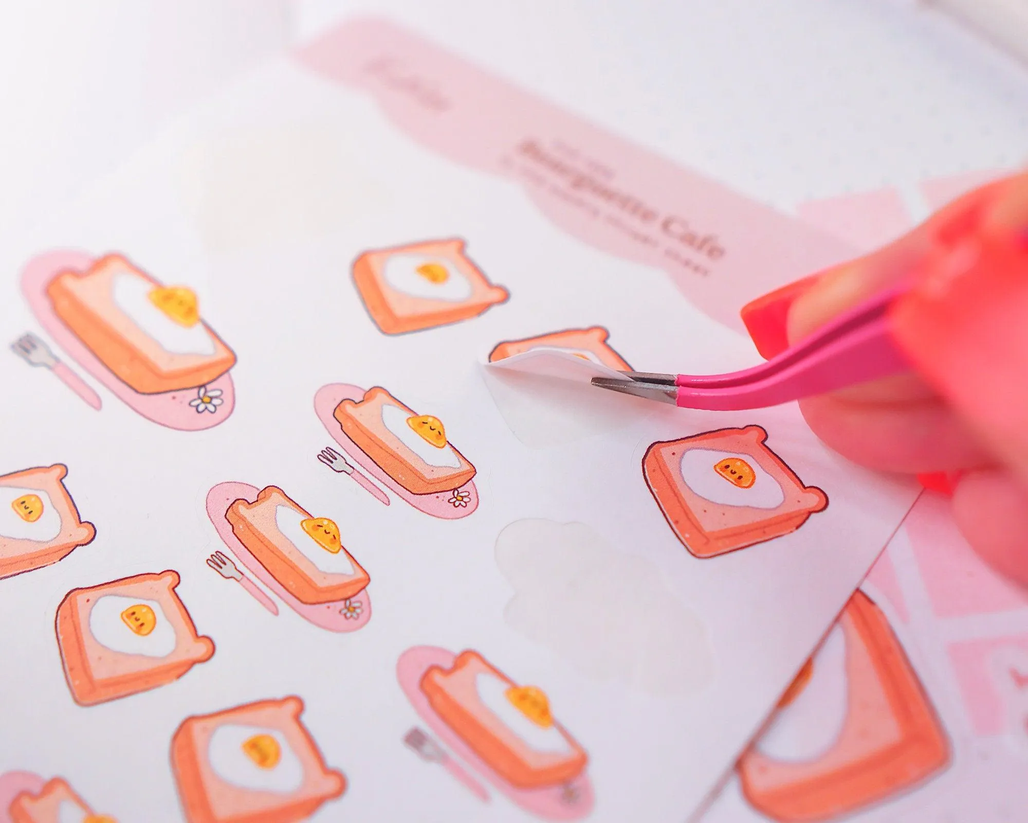 Bearguette Cafe Sticker Sheet | Cute Eggs on Toast Bakery Planner Stickers | BC 005