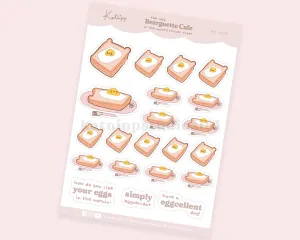 Bearguette Cafe Sticker Sheet | Cute Eggs on Toast Bakery Planner Stickers | BC 005