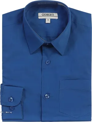 Boy's Long Sleeve Solid Dress Shirt - Royal Blue
