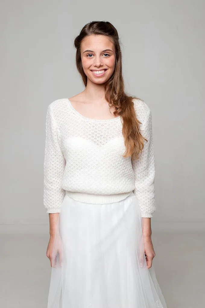 Brautpullover ELLY im Lacemuster gestrickt im Mix und Match Look