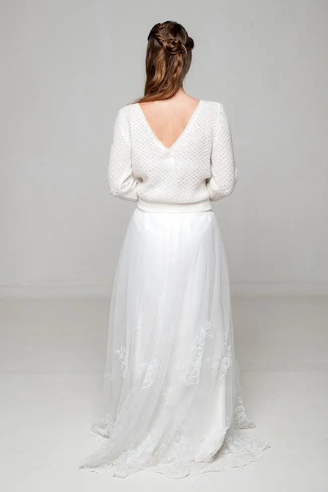 Brautpullover ELLY im Lacemuster gestrickt im Mix und Match Look