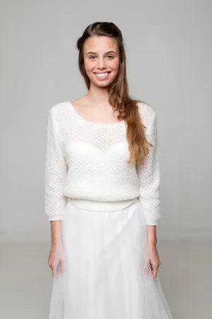 Brautpullover ELLY im Lacemuster gestrickt im Mix und Match Look