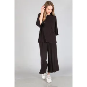 Brushed Wide Leg Pants Black