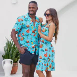 Christmas Pool Party - Mens Shirt & Womens Dress  - Couple Set
