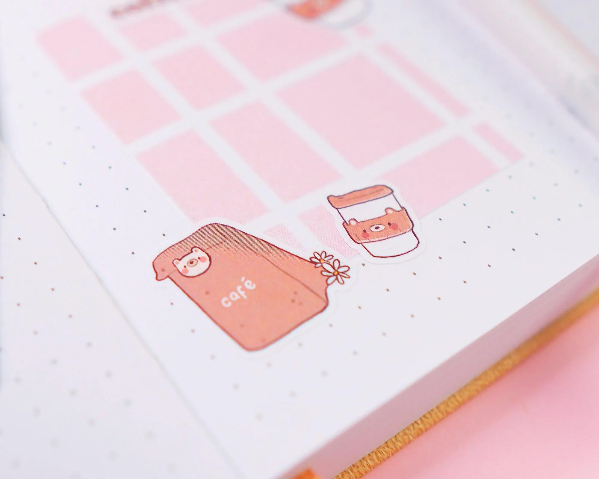 Coffee To Go Sticker Sheet | Kawaii Bear Coffee Shop Stickers | Cosy Café Accessories | BC004