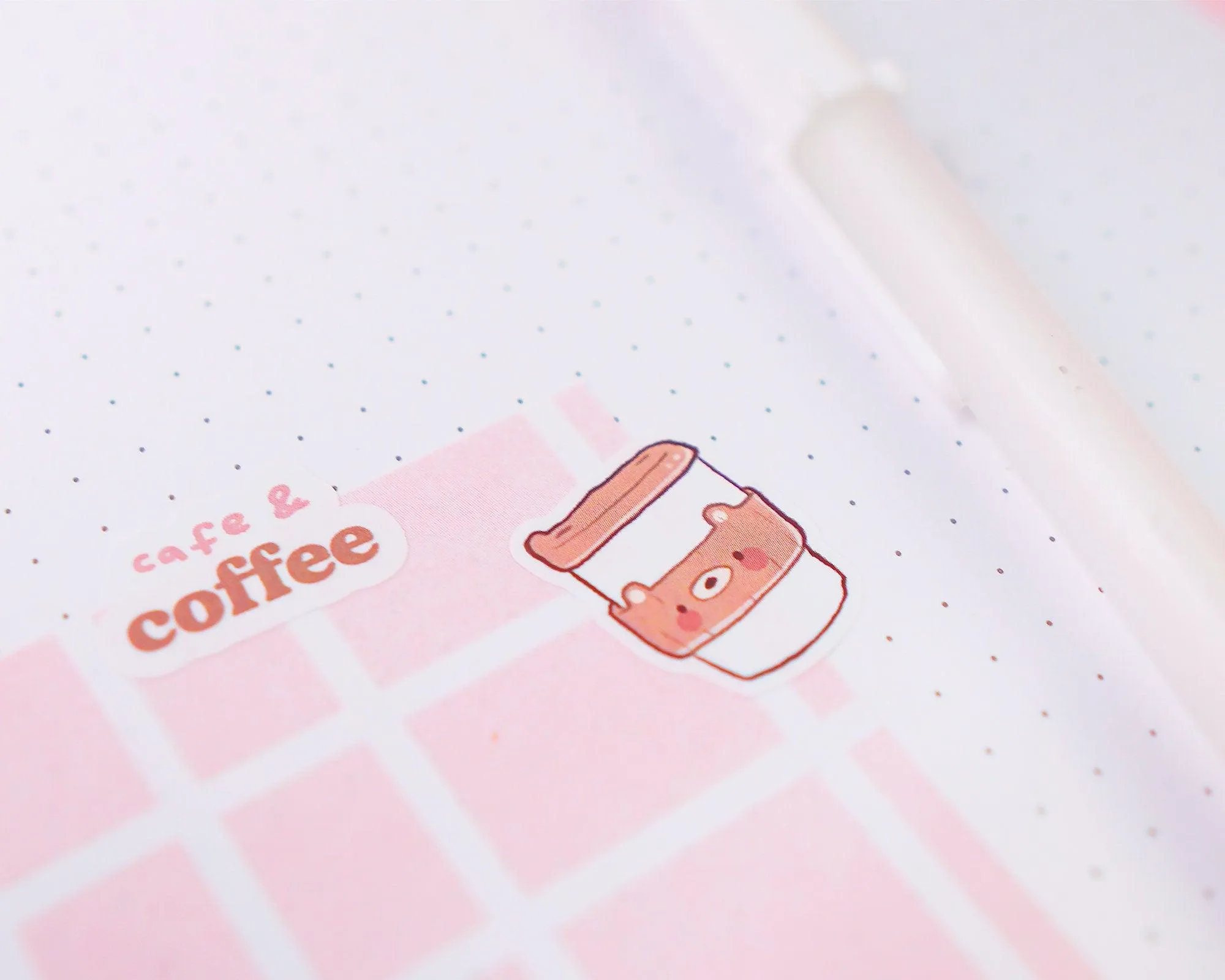 Coffee To Go Sticker Sheet | Kawaii Bear Coffee Shop Stickers | Cosy Café Accessories | BC004