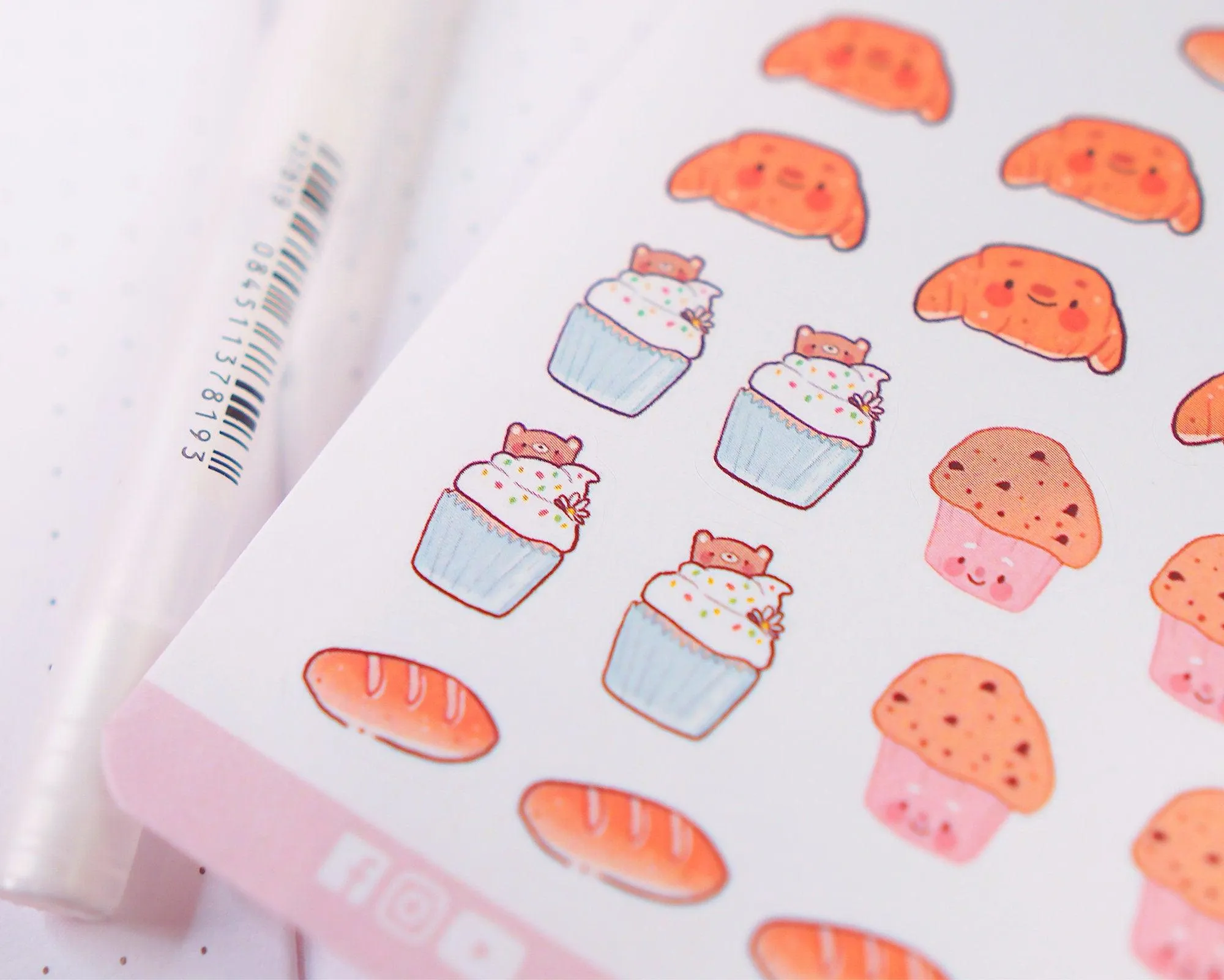 Cosy Bearguette Cafe Bakery Sticker Sheet | Cosy Cafe & Cute Croissant Deco | BC006
