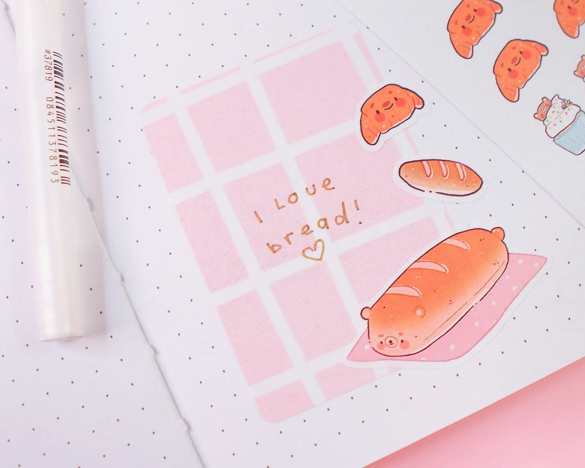 Cosy Bearguette Cafe Bakery Sticker Sheet | Cosy Cafe & Cute Croissant Deco | BC006
