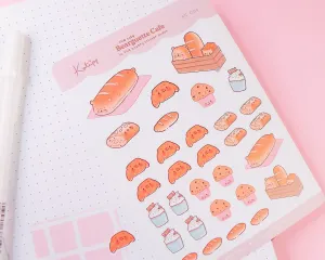 Cosy Bearguette Cafe Bakery Sticker Sheet | Cosy Cafe & Cute Croissant Deco | BC006