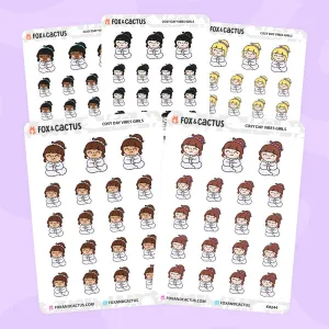 Cosy Day Vibes Kawaii Girl Stickers