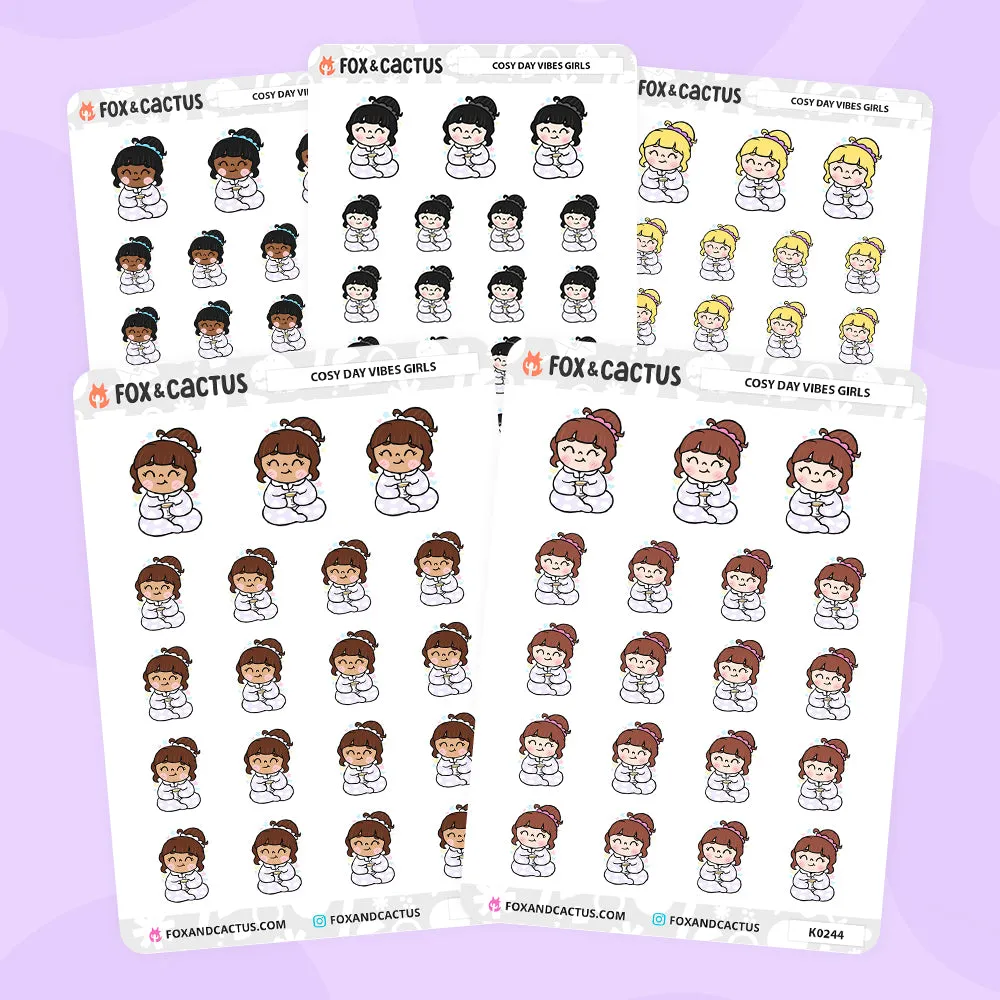 Cosy Day Vibes Kawaii Girl Stickers