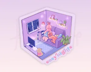 Cosy Nights Kawaii Die-Cut Sticker | Gingie & Spice’s Cosy Movie Night | Cute Gingerbread Character Sticker