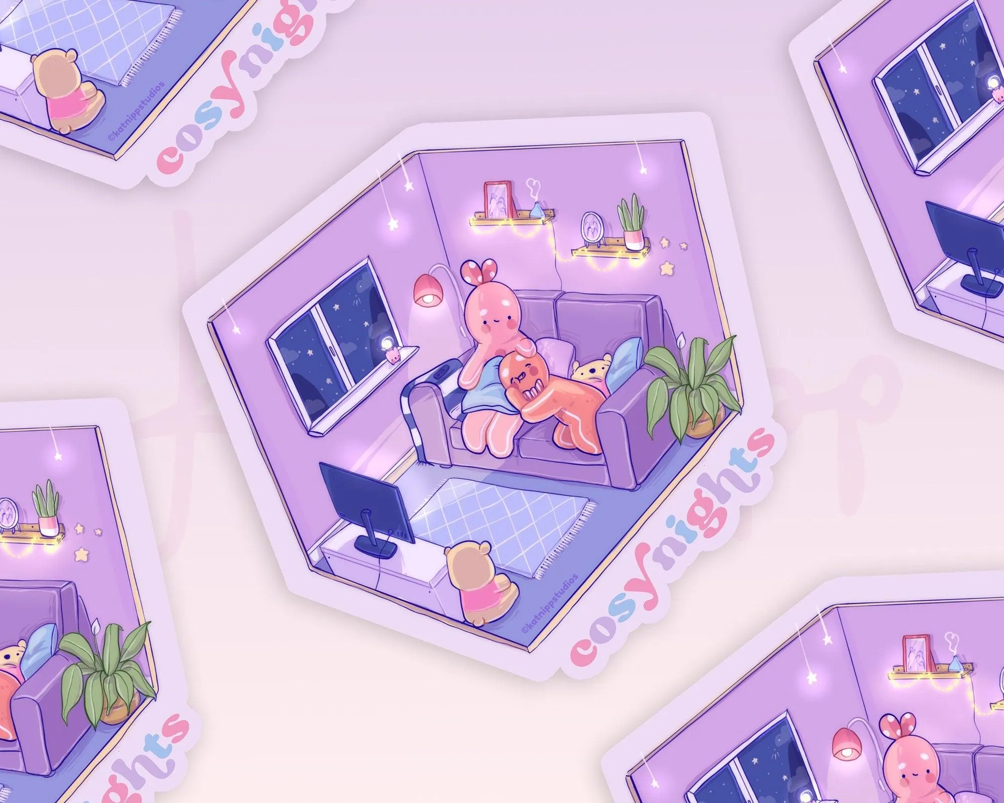 Cosy Nights Kawaii Die-Cut Sticker | Gingie & Spice’s Cosy Movie Night | Cute Gingerbread Character Sticker