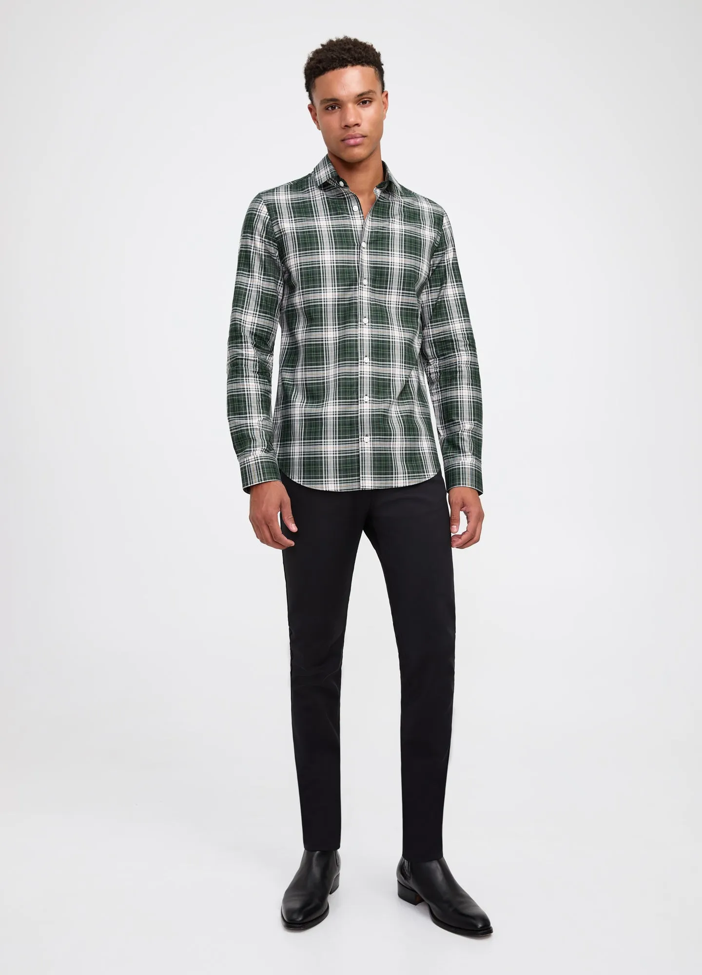 Cotton Oxford Check Shirt Green Combo