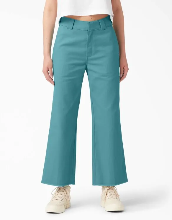 Dickies Womens Twill Cropped Ankle Pants Rinsed Porcelain