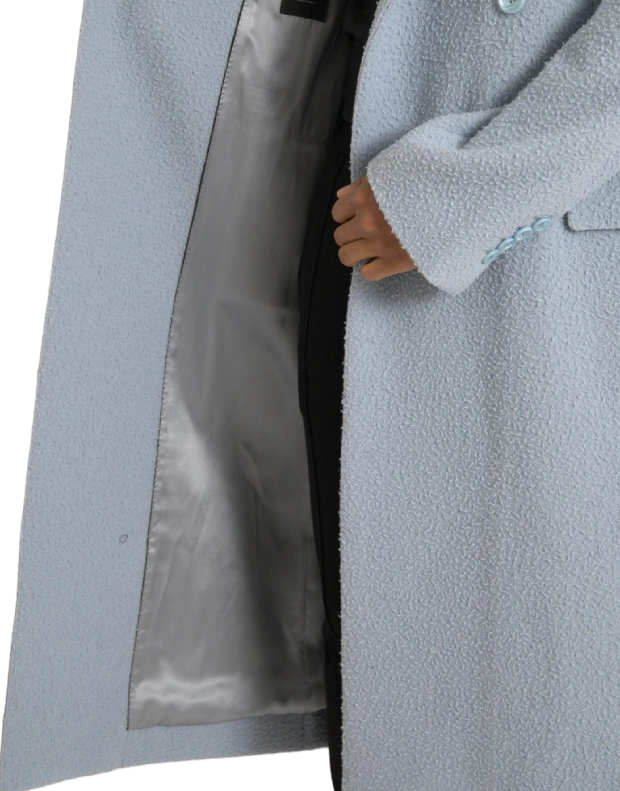 Dolce & Gabbana Blue Cashmere Long Coat
