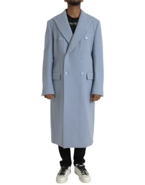 Dolce & Gabbana Blue Cashmere Long Coat
