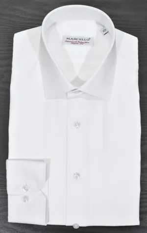 DS105 White Herringbone Dress Shirt