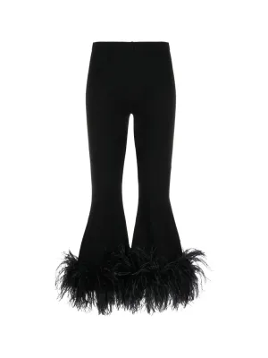Feather-Trim Flared Trousers