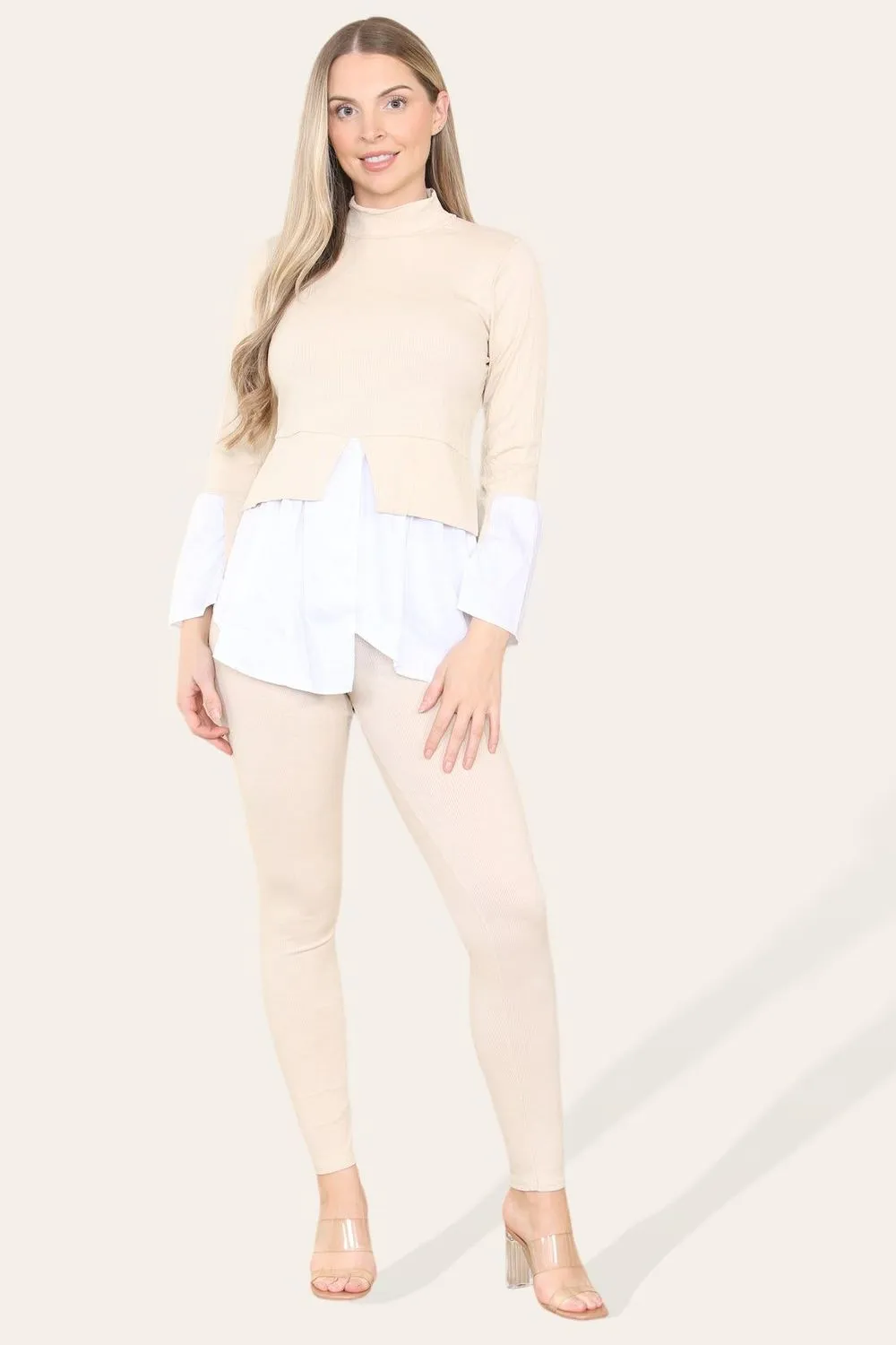 Flared Shirt & Leggings Co-Ord Set  Stylish Ribbed Loungewear