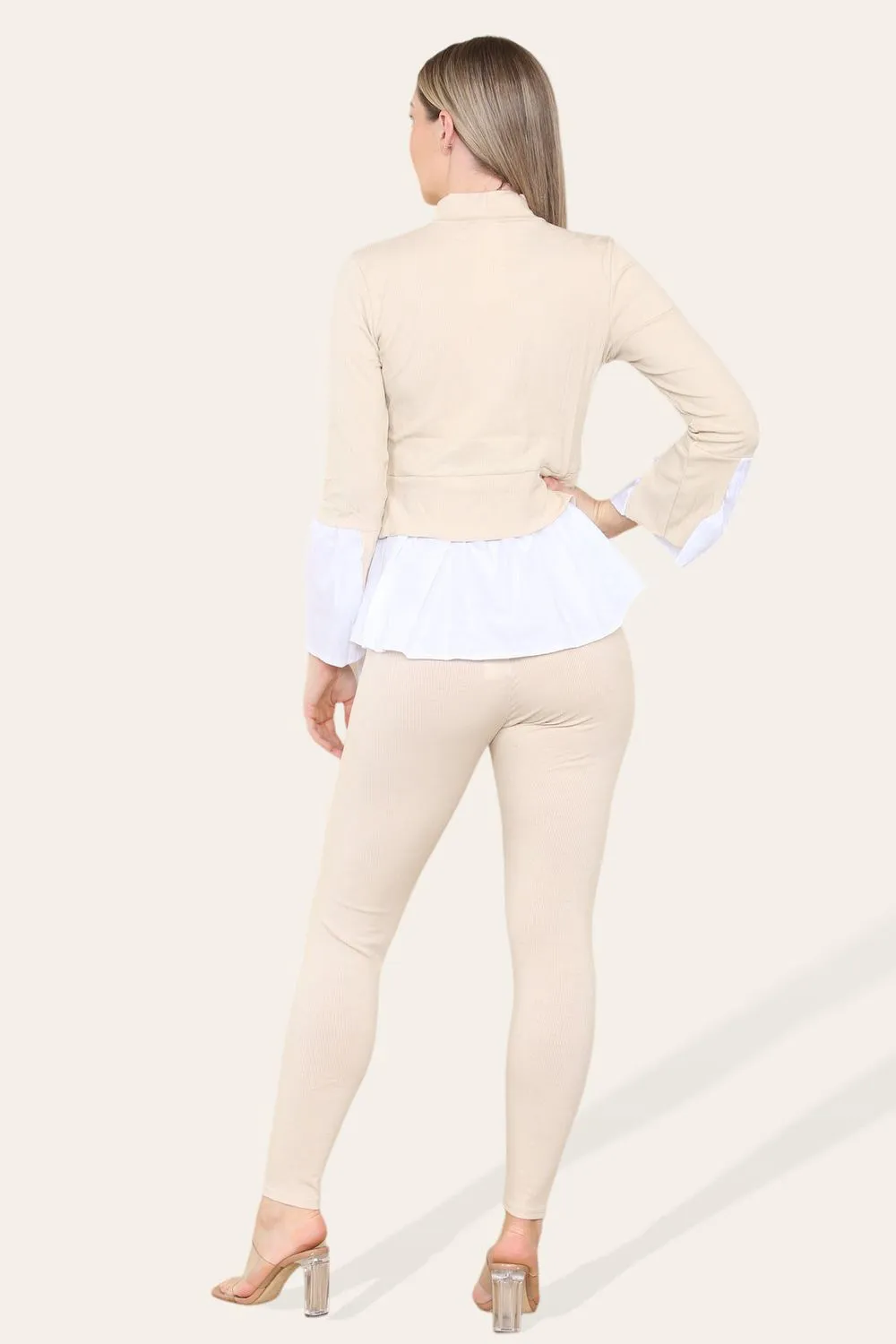 Flared Shirt & Leggings Co-Ord Set  Stylish Ribbed Loungewear