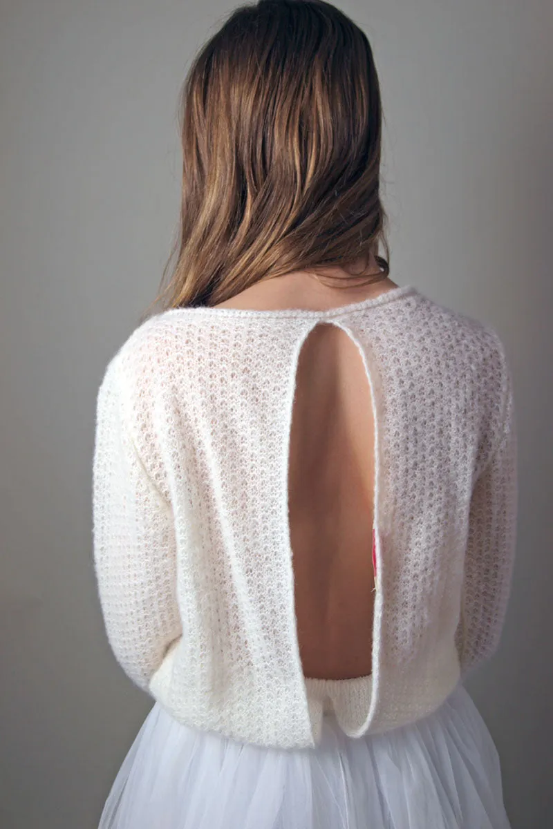 For You: Brautpullover für Hochzeiten AIMY mit großem Rücken-Ausschnitt