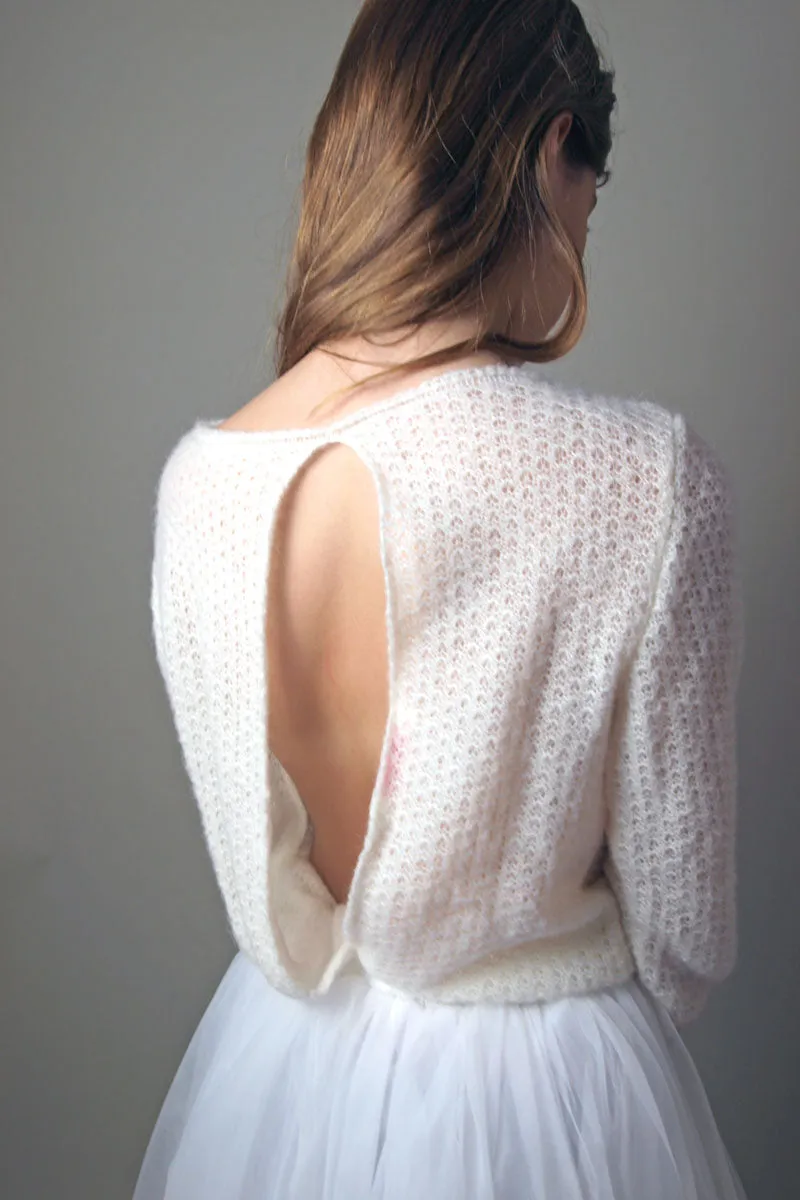 For You: Brautpullover für Hochzeiten AIMY mit großem Rücken-Ausschnitt