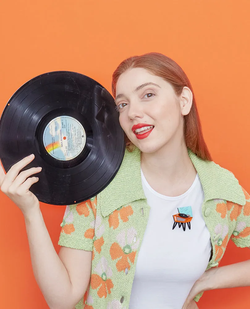 Funky Record Player Brooch