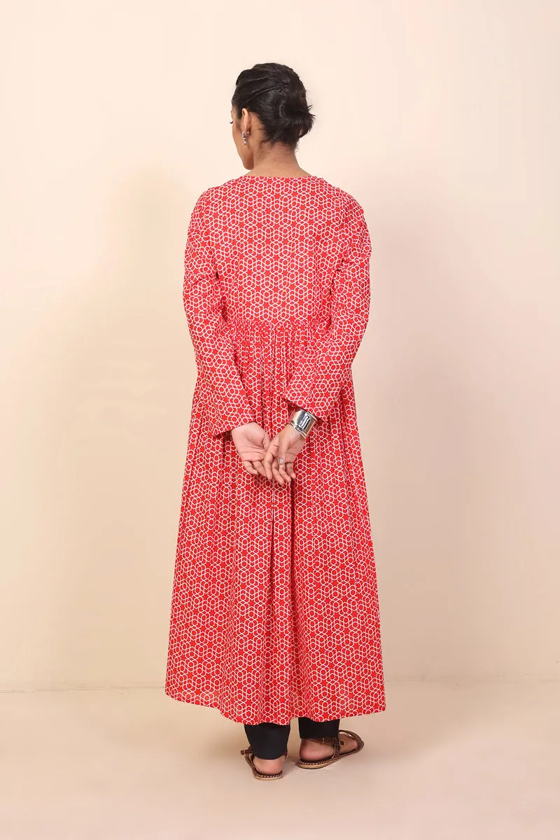 Geometric Front Open Dress