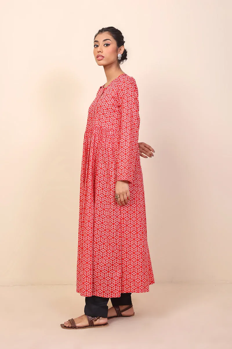 Geometric Front Open Dress