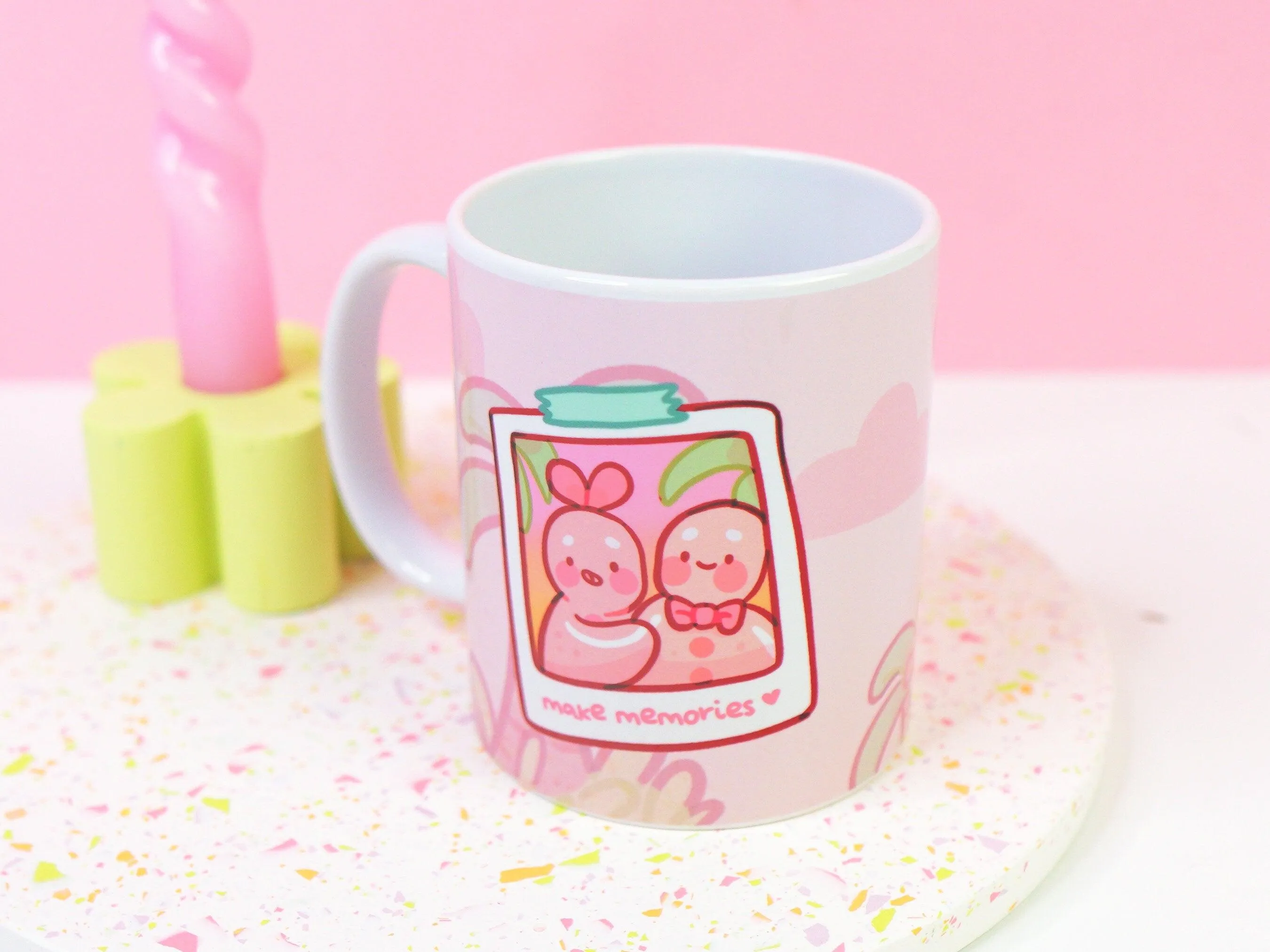 Gingie & Spice "Make Memories" Travel Mug | Kawaii Wanderlust Ceramic Cup for Adventure Lovers