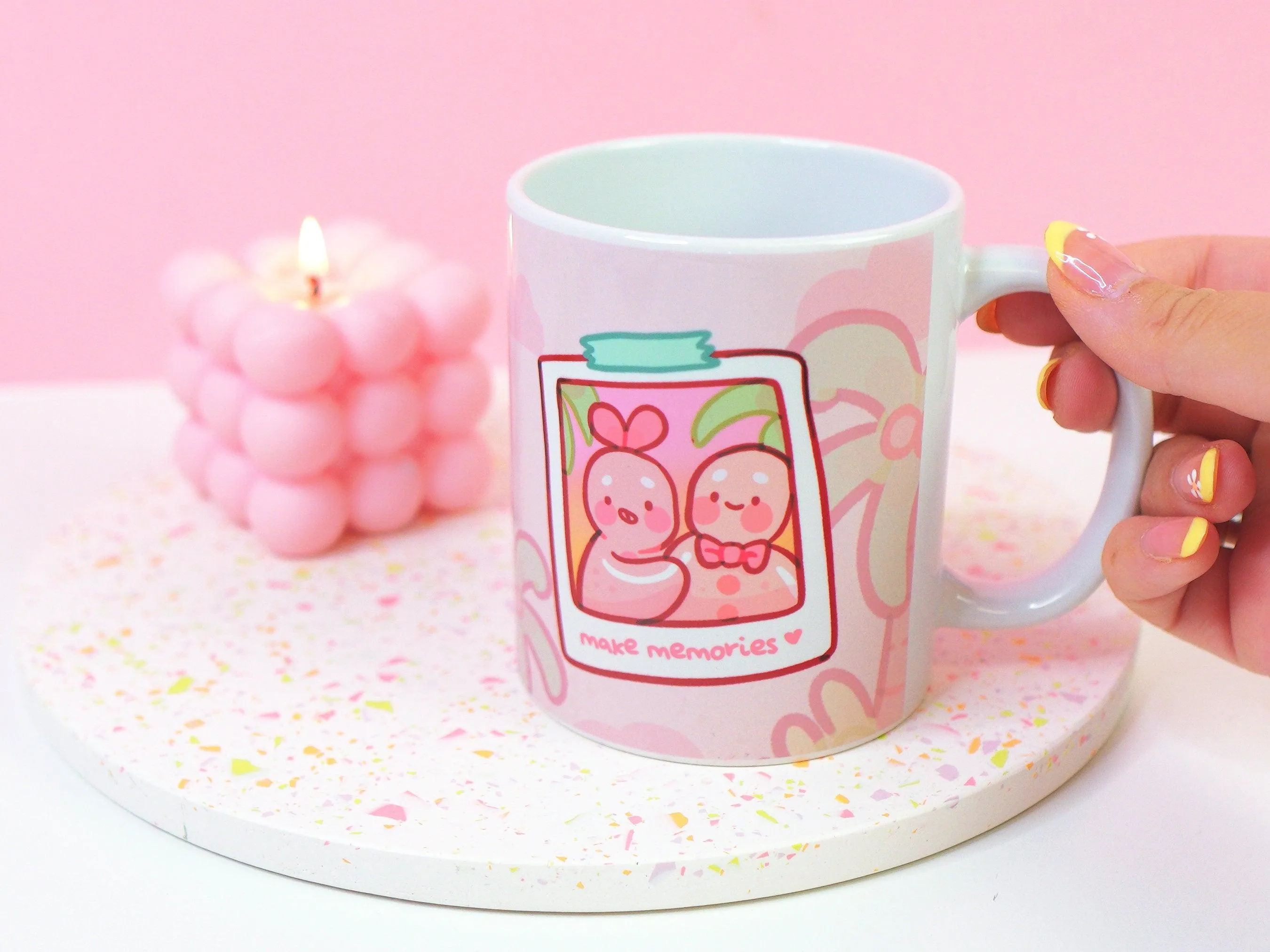 Gingie & Spice "Make Memories" Travel Mug | Kawaii Wanderlust Ceramic Cup for Adventure Lovers