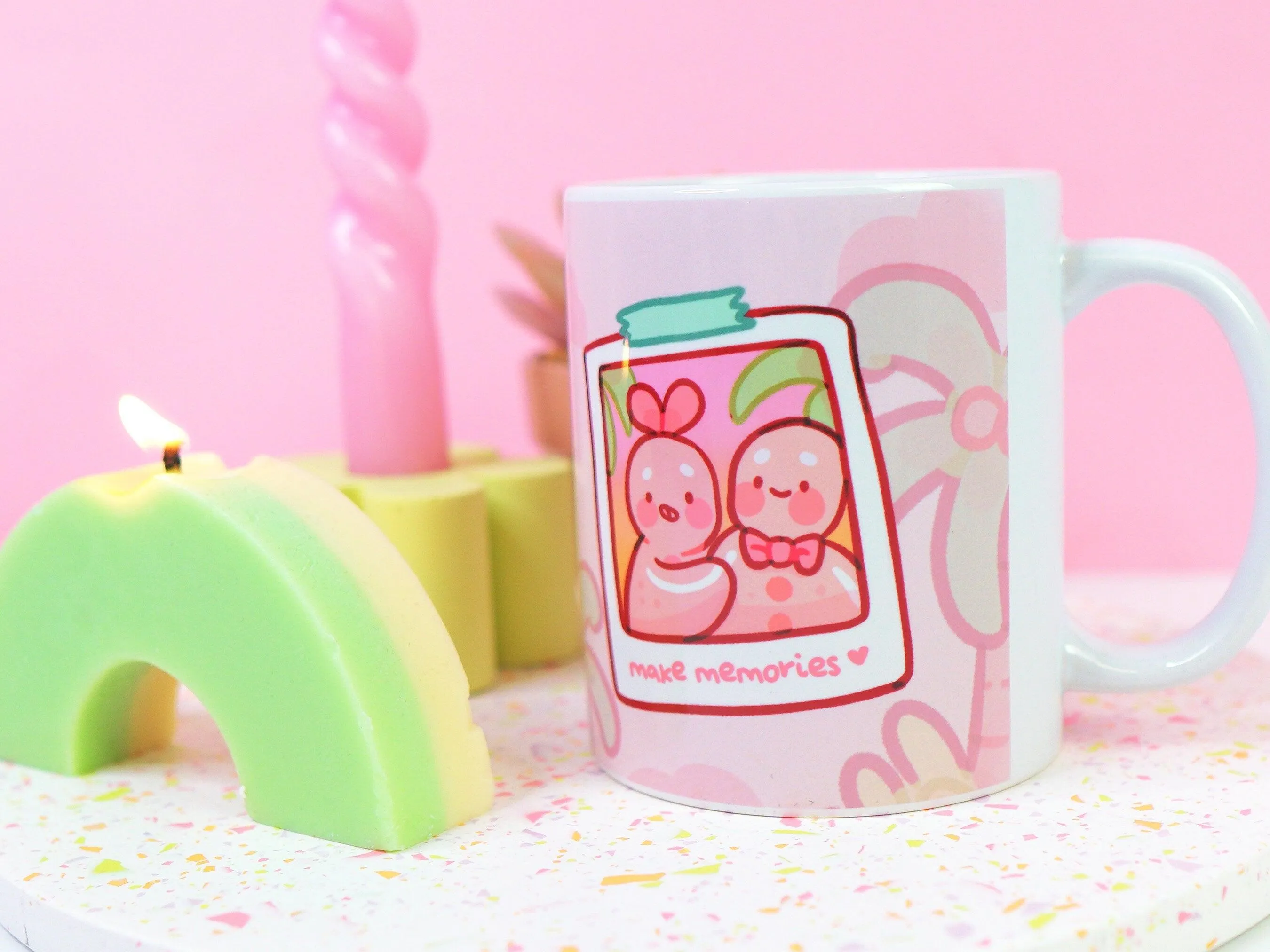 Gingie & Spice "Make Memories" Travel Mug | Kawaii Wanderlust Ceramic Cup for Adventure Lovers