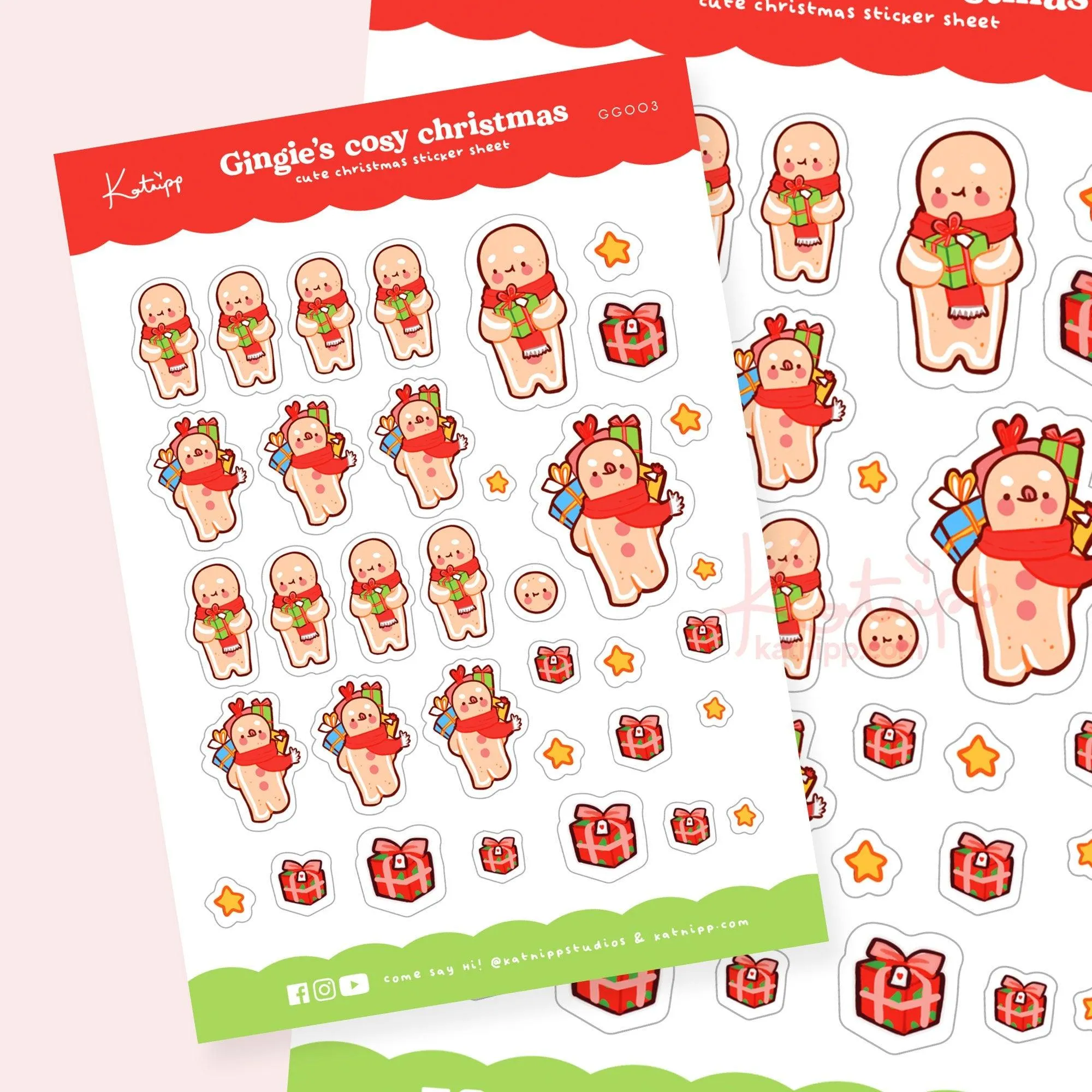 Gingie's Cosy Christmas Sticker Sheet | Cute Festive Planner Stickers | Christmas Bullet Journal Decor | GG003