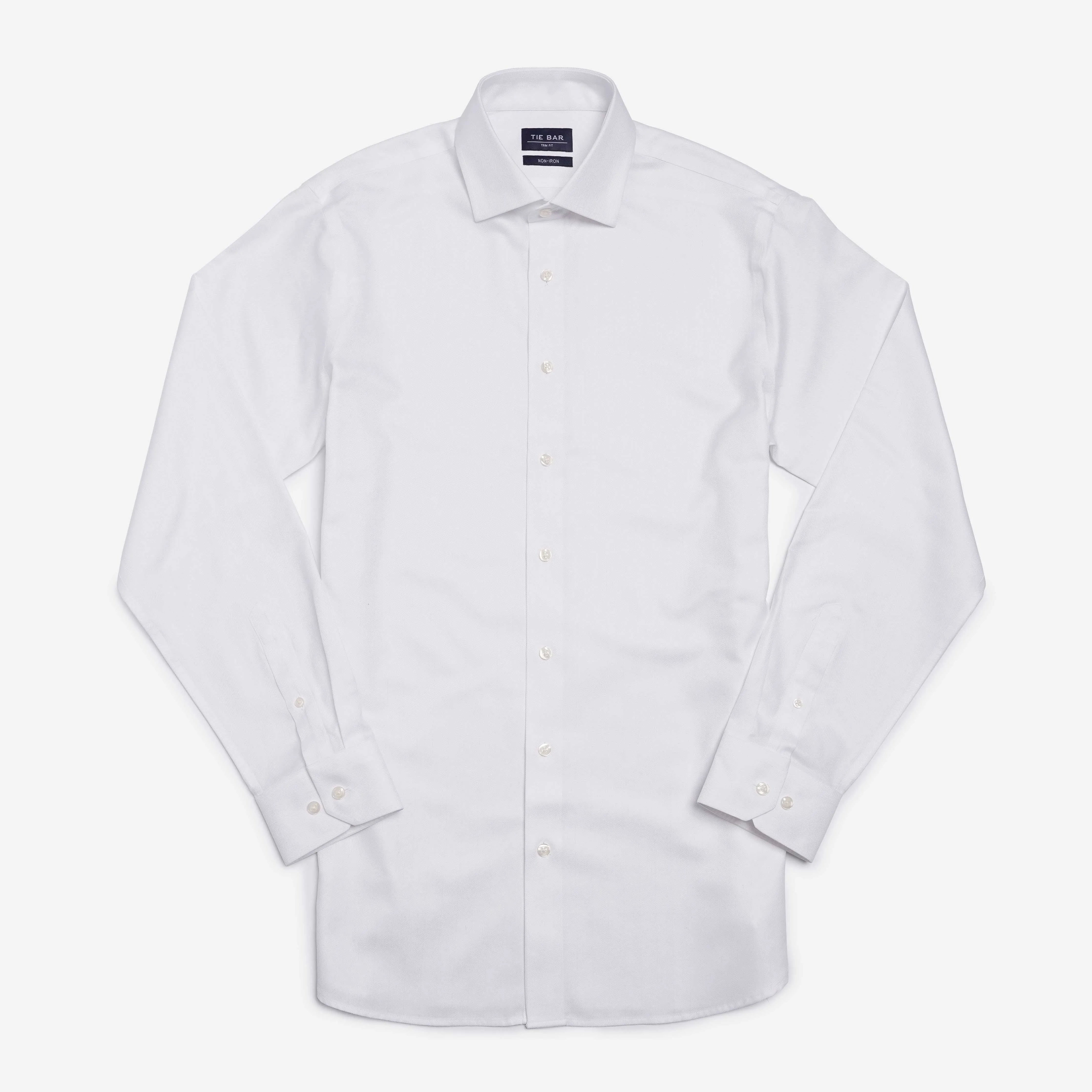 Herringbone Solid White Non-Iron Dress Shirt