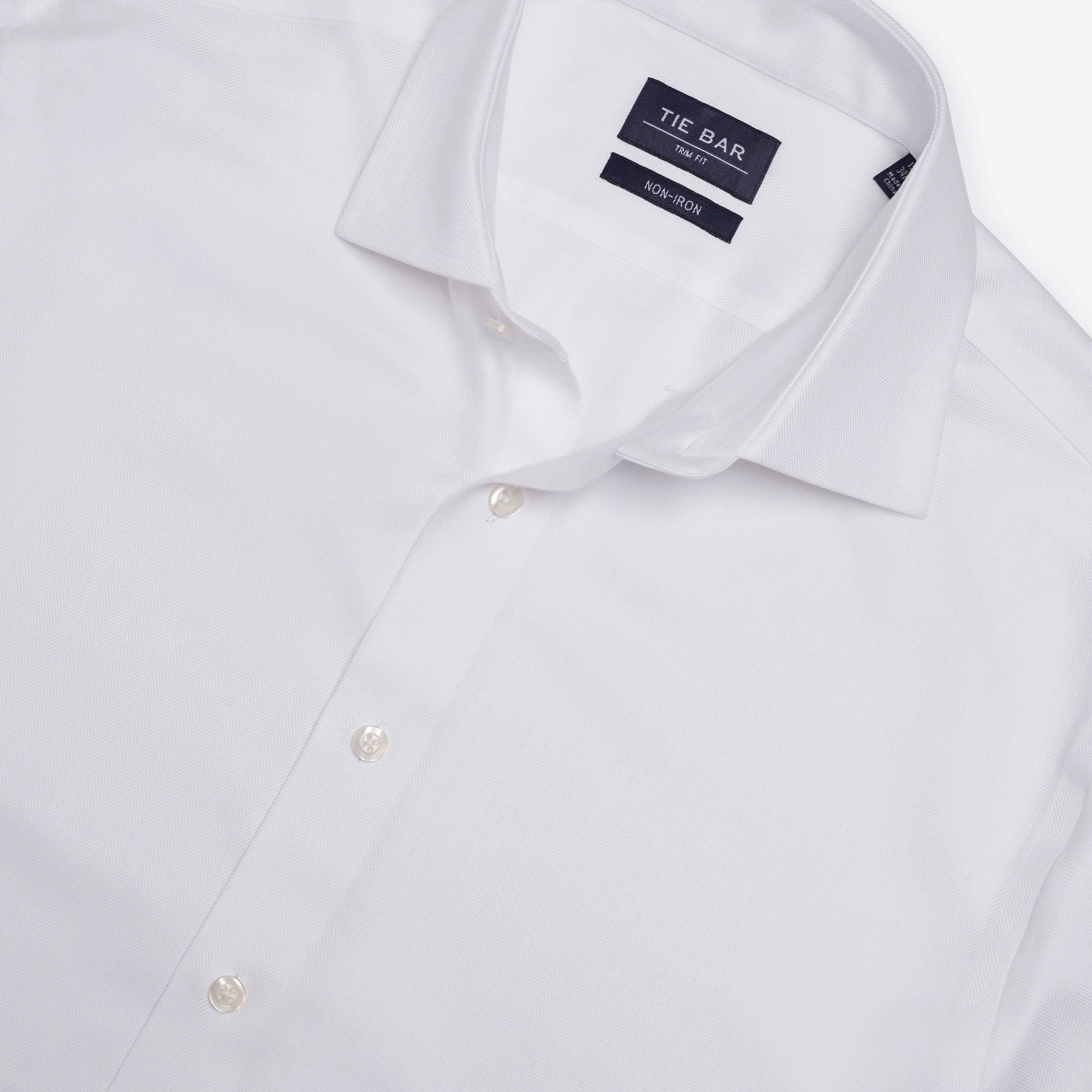 Herringbone Solid White Non-Iron Dress Shirt