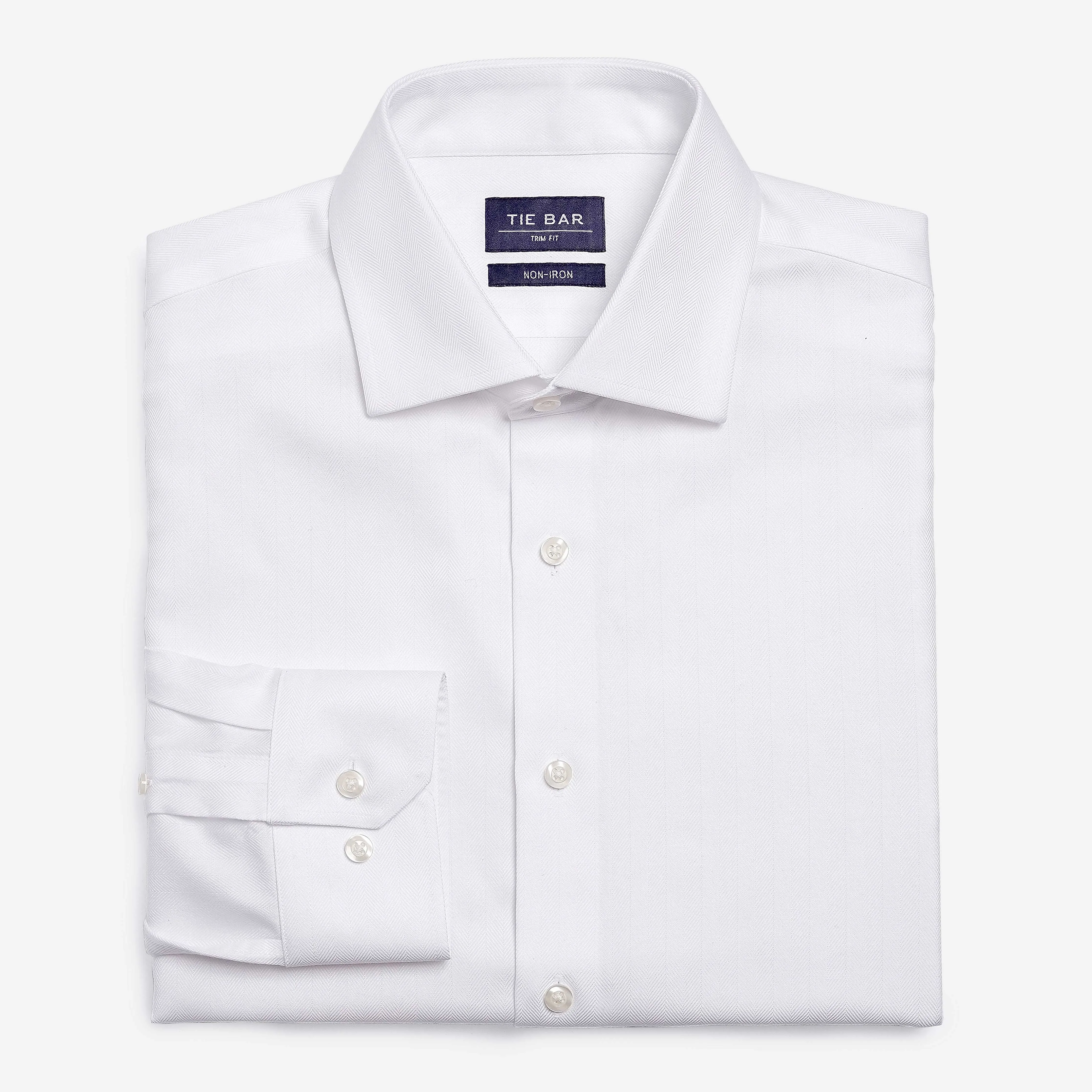 Herringbone Solid White Non-Iron Dress Shirt