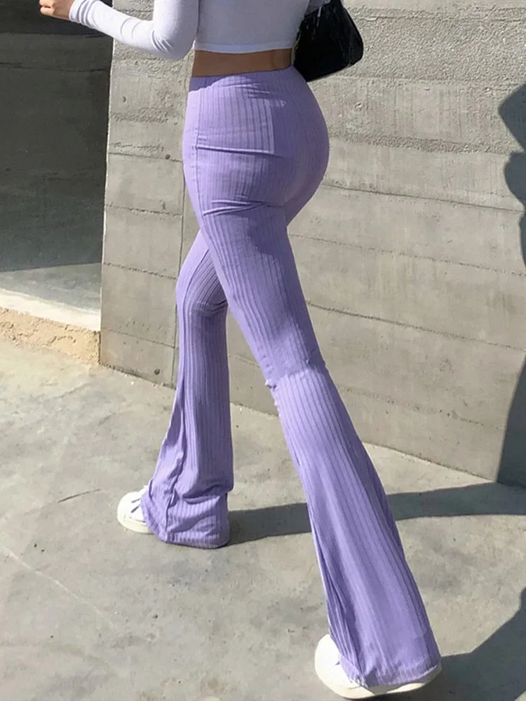 'I Purple U' Aesthetic Flared Bottom Pants