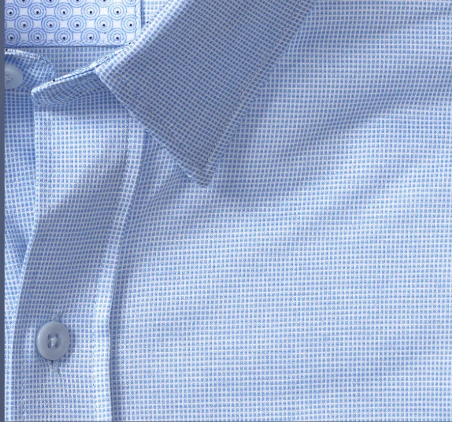Johnston & Murphy XC Flex® Stretch Long-Sleeve Shirt Blue Birdseye
