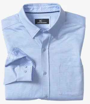Johnston & Murphy XC Flex® Stretch Long-Sleeve Shirt Blue Birdseye