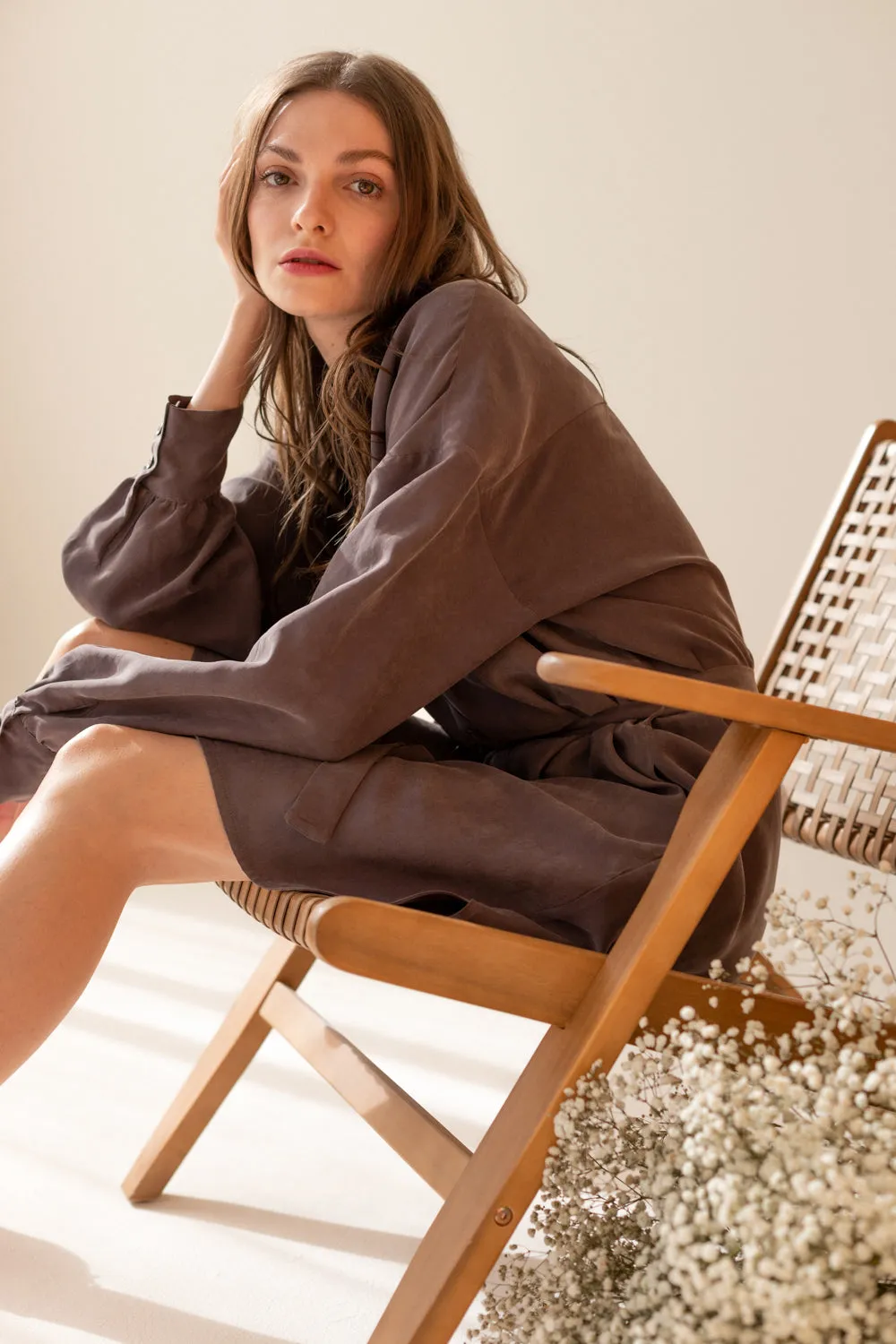 Joy Grey Pearl Shirt Dress