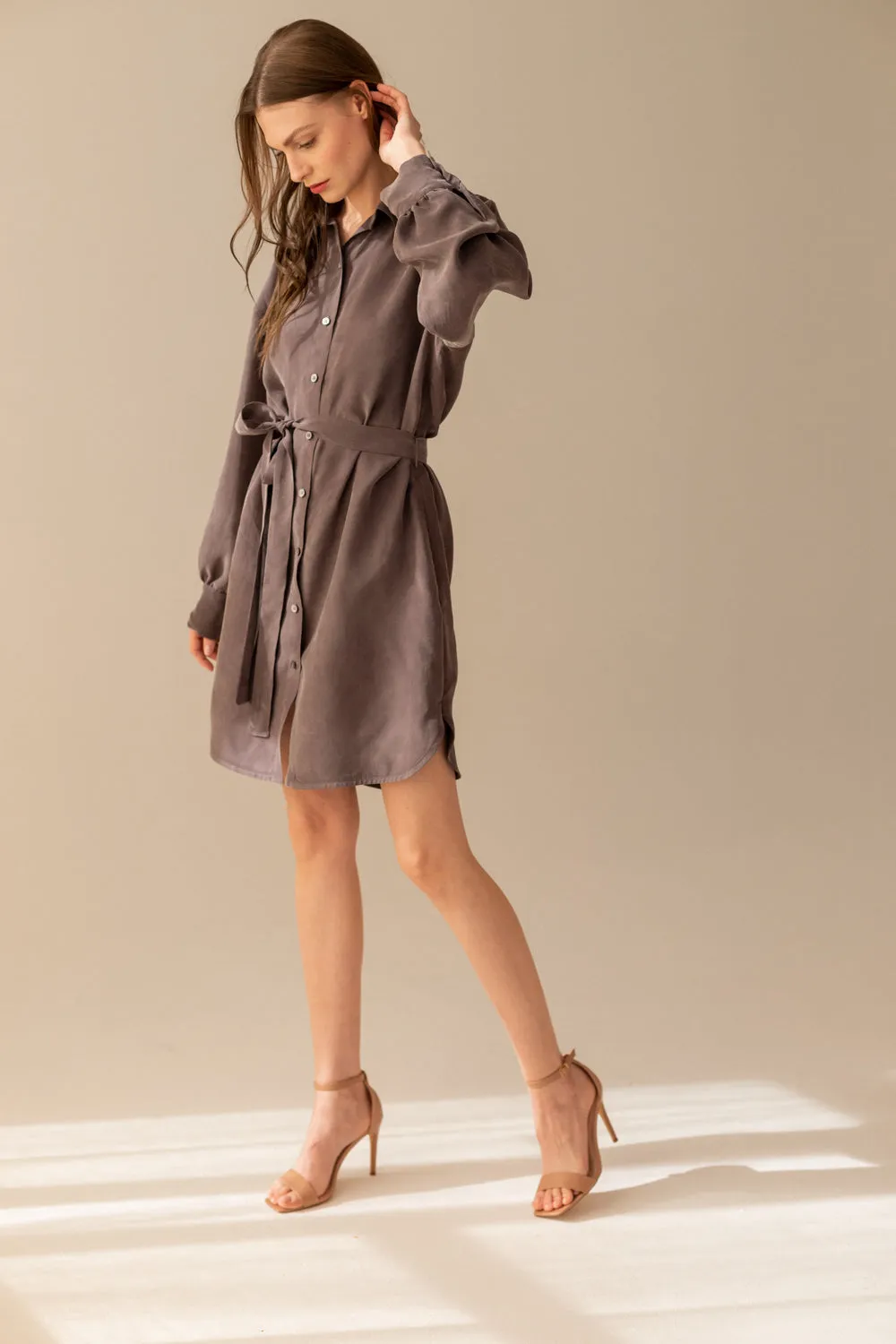 Joy Grey Pearl Shirt Dress