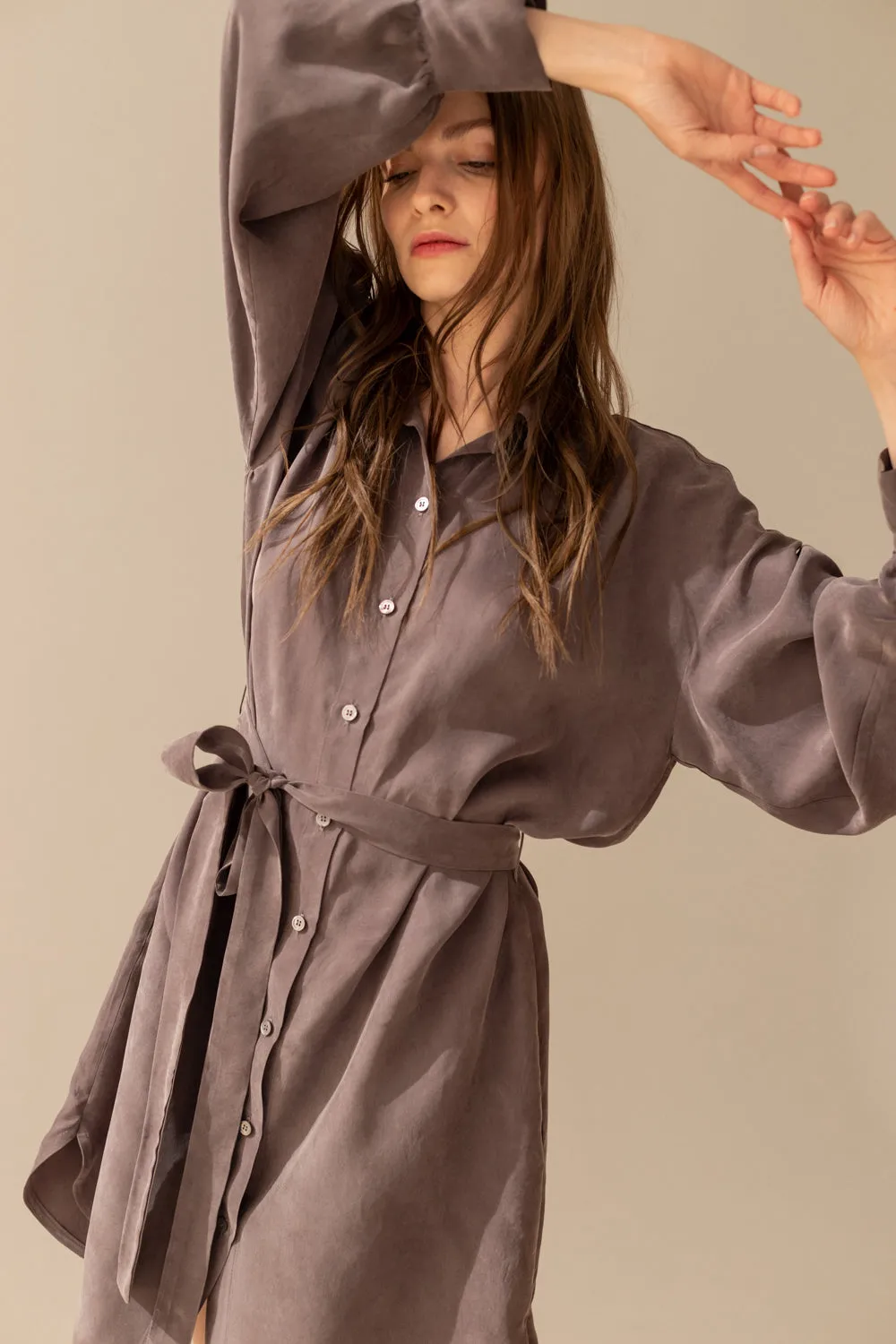 Joy Grey Pearl Shirt Dress